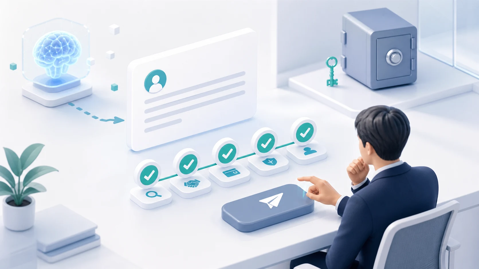 AIが作成した顧客返信を人が送信前に確認する承認ゲートを表す図