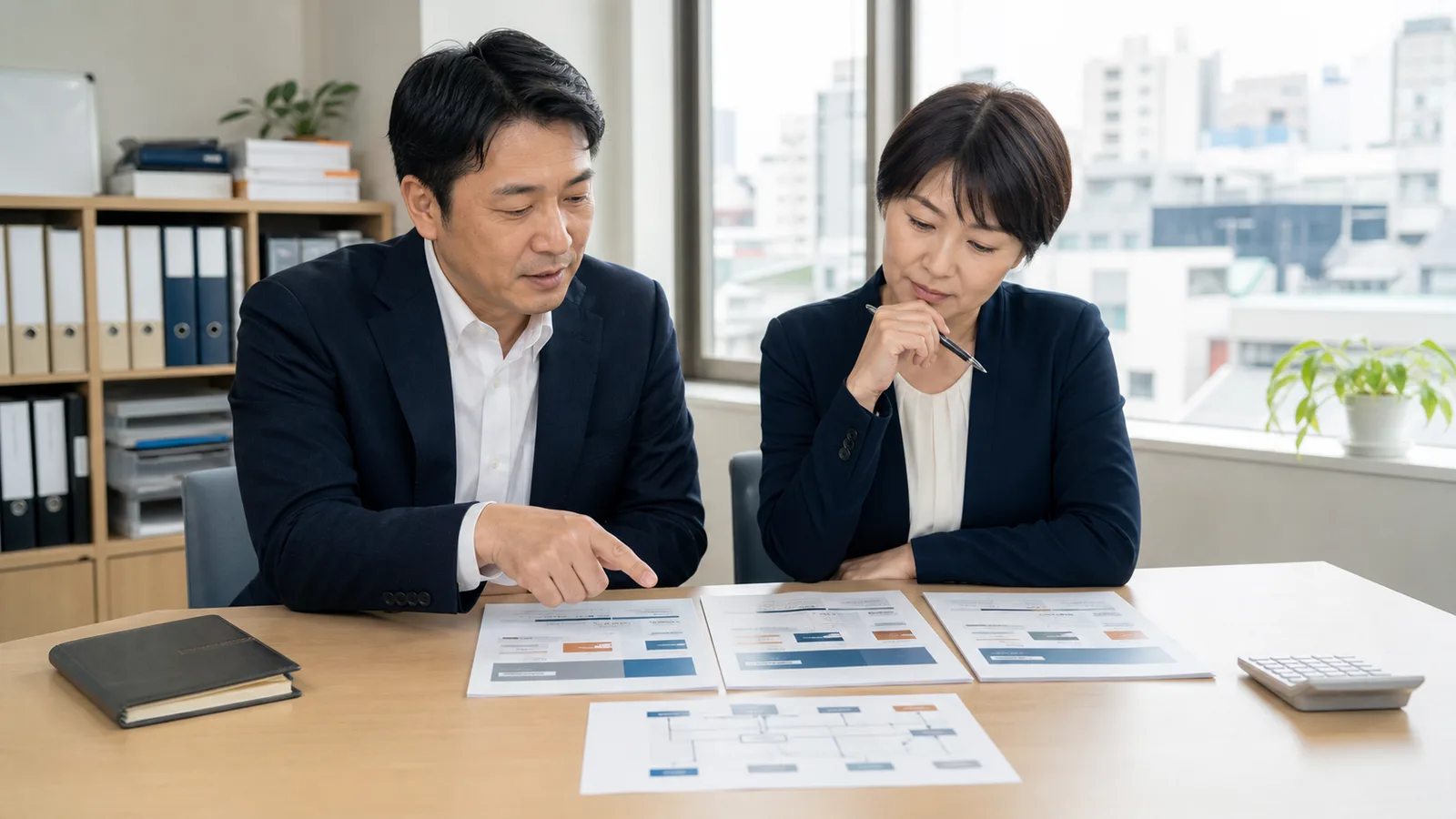 大阪の中小企業がAI導入支援会社の提案と対象業務を比較する様子