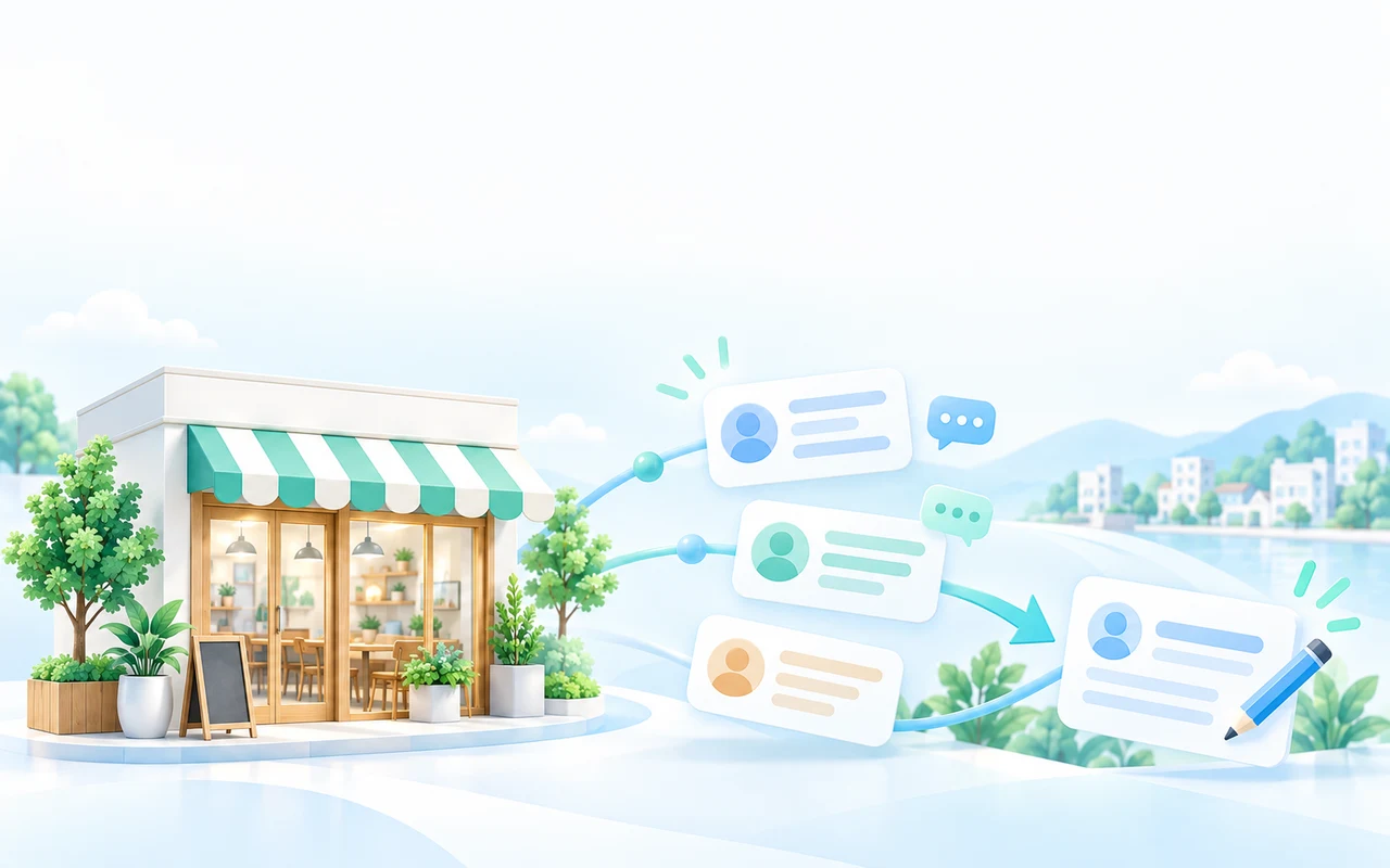 店舗の口コミと返信対応を表すふえるんのイメージ