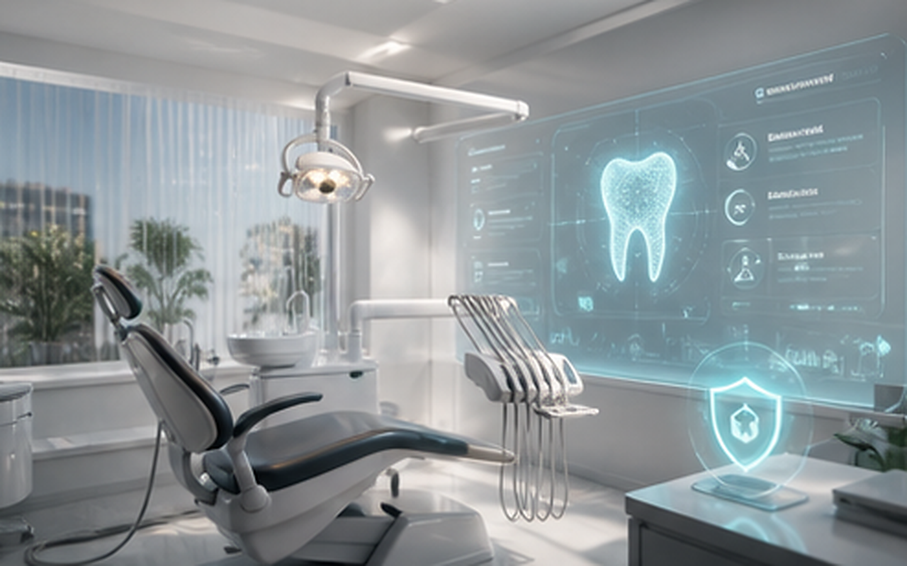 歯科医院の情報管理と広告表現の安全境界を表すDental AIOSの導入イメージ